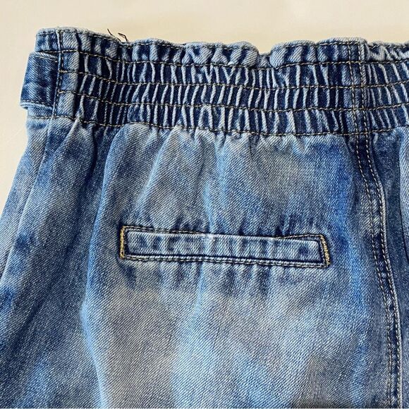 STS Blue Tie Front Paper Bag Waist Intentional Faded Denim Shorts Women's Size27 - Picture 10 of 14
